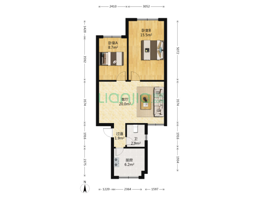 科技综合楼 2室1厅1卫 77平方