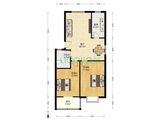 学府花园 2室1厅1卫 93平方