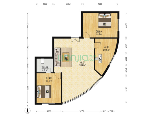 金碧公寓 3室1厅1卫 117平方