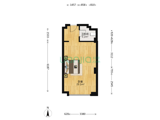 万达新天地 1室0厅1卫 46平方