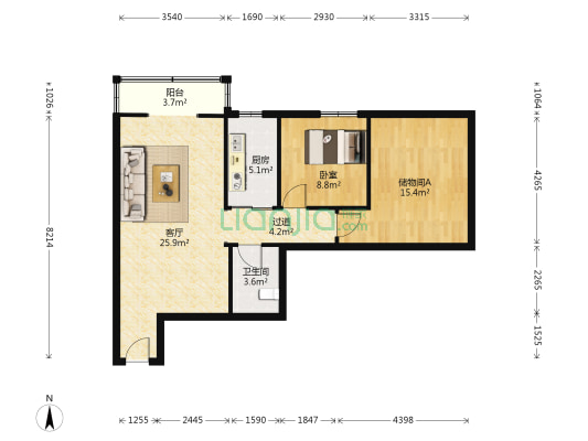 府东公园6栋 1室1厅1卫 100平方