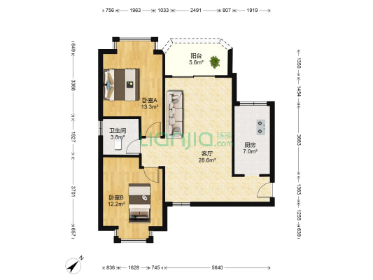 碧翠华庭 2室1厅1卫 86平方