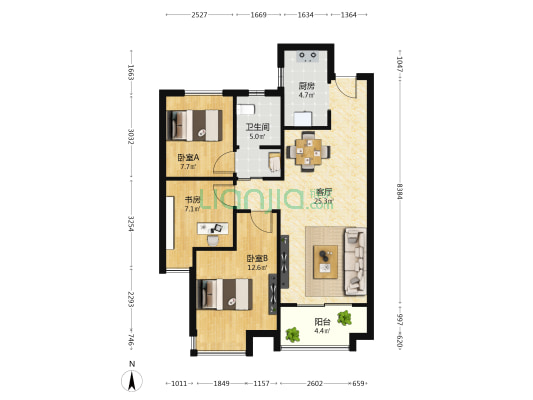新力大境天城 3室1厅1卫 89平方
