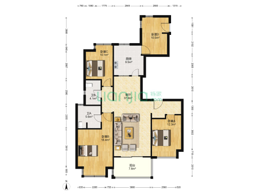 万科金域缇香 4室1厅2卫 141平方
