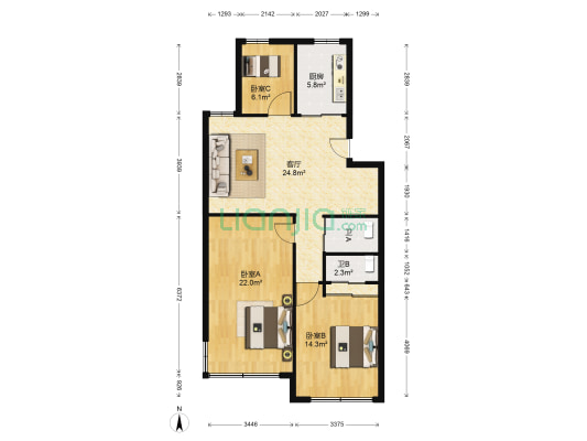 裕达大楼 3室1厅2卫 102平方