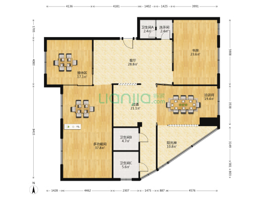 建设路250号 3室1厅4卫 199平方