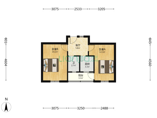 苹南路一号院 2室1厅1卫 50平方