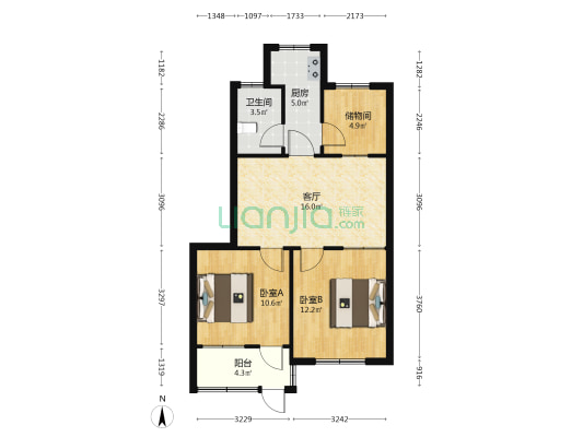 德隆汽运家属院  2室1厅1卫 74平方