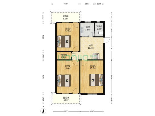 节约里19号 3室1厅1卫 86平方