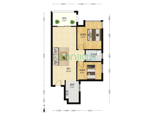 金阳华府 2室1厅1卫 83平方