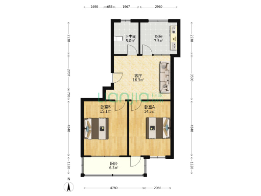 河南街 2室1厅1卫 81平方