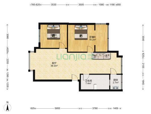 怡天苑 2室1厅1卫 89平方