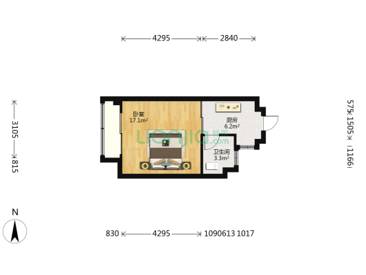 繁华里 1室0厅1卫 42平方