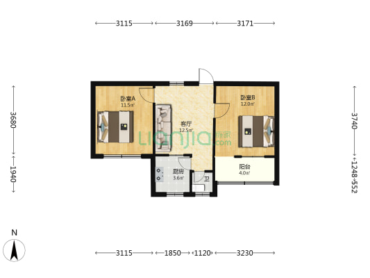 商阜铁路新村 2室1厅1卫 55平方