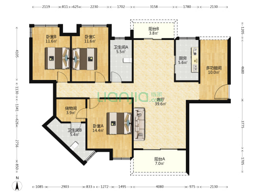 城建世纪湾 4室1厅2卫 142平方