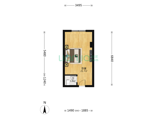 中天公寓 1室0厅1卫 31平方