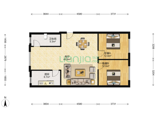 顺城街24号 2室1厅1卫 88平方