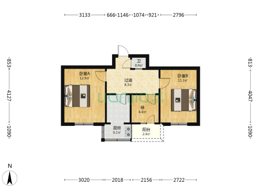 经五路35号院 2室0厅1卫 60平方