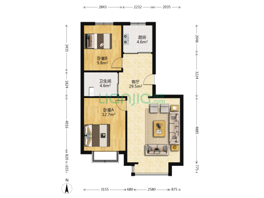 东湾半岛第三区 2室1厅1卫 89平方