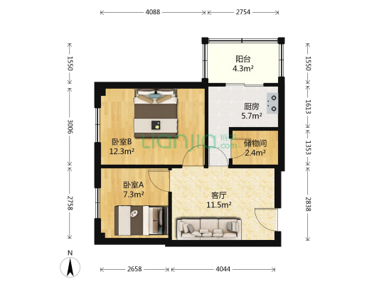 幸福大院 2室1厅0卫 56平方