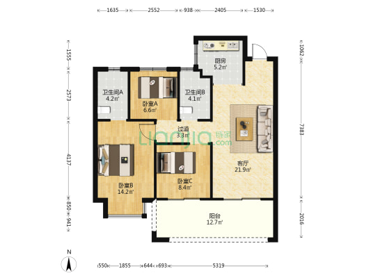 雨花玖悦 3室1厅2卫 103平方
