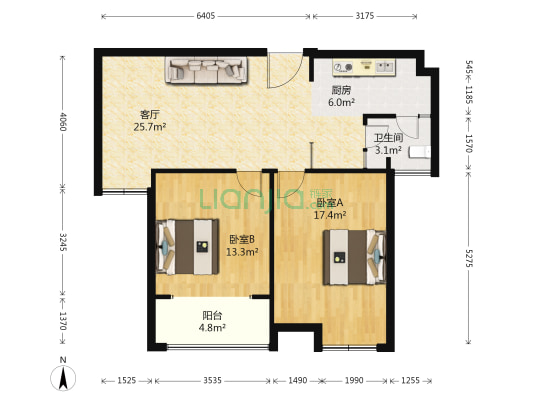 凤凰文化广场 2室1厅1卫 89平方