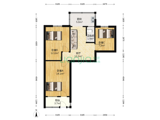 太铁后院小区 3室1厅1卫 70平方