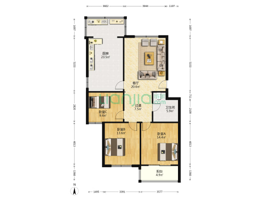 供电局小区 3室1厅1卫 122平方