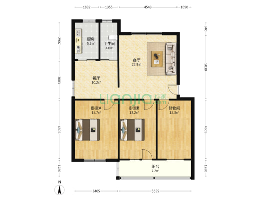 法院家属院 单位房物业费用低 有保障 通透格局-户型图