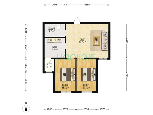 融创·四季印像 2室1厅1卫 91平方