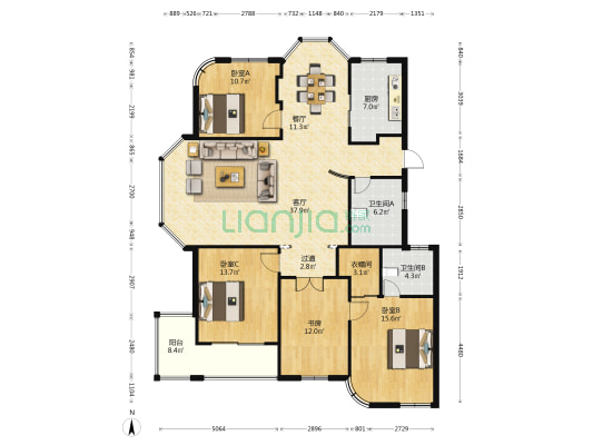 置业▪风泽园 4室2厅2卫 155平方