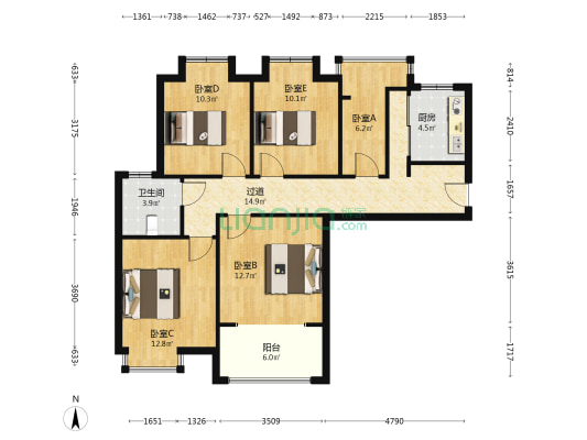 周各庄新区 5室0厅1卫 114平方