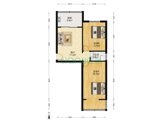 搪瓷厂长乐西路小区408号 2室1厅1卫 71平方