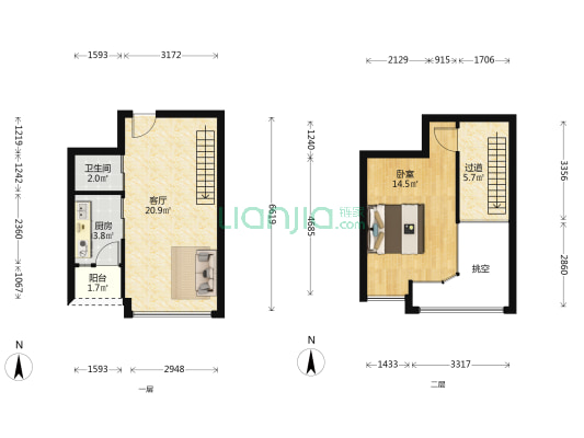 雅居乐天际715 1室1厅1卫 66平方