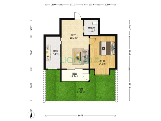 南山滨海假日 1室1厅1卫 58平方