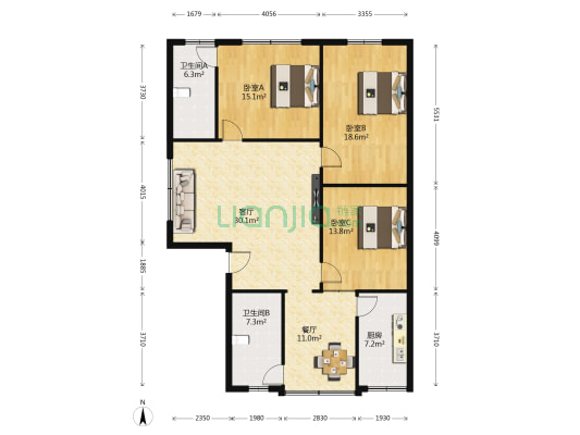 乐业巷35号 3室2厅2卫 138平方