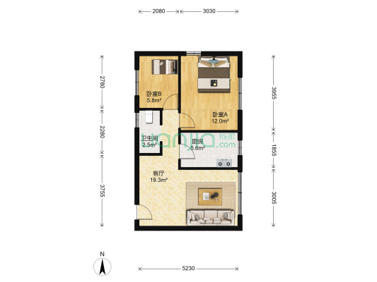 北园新村一期 2室1厅1卫 58平方