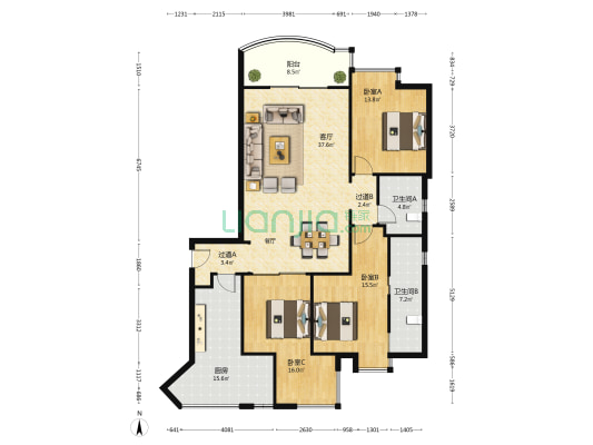 禹洲碧山临海 3室1厅2卫 155平方