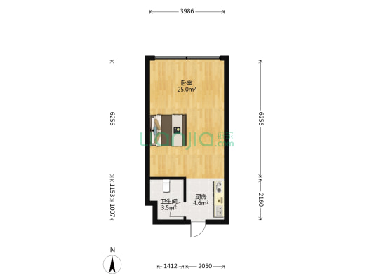永利金都 1室0厅1卫 45平方