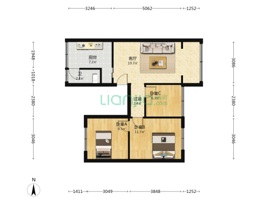 吉庆巷44号 3室1厅1卫 72平方