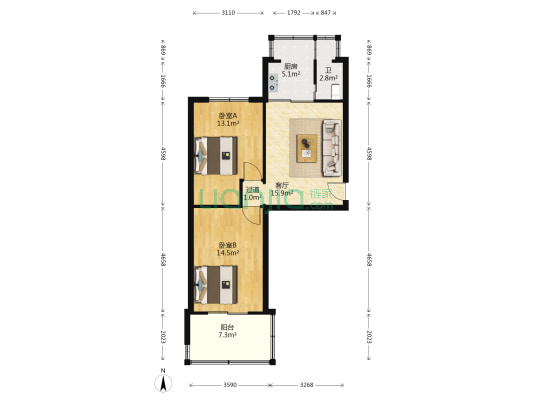 增辉楼 2室1厅1卫 68平方