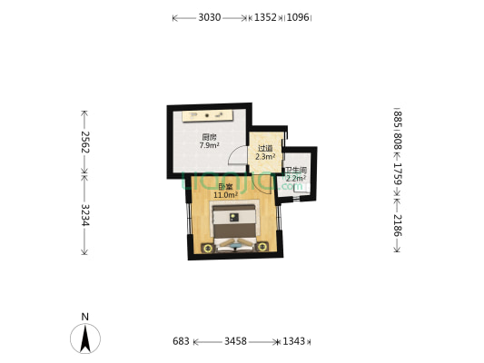国公府巷 1室0厅1卫 85平方