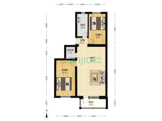 荣景公寓 2室1厅1卫 70平方