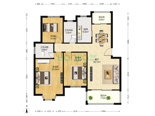 怡景花城鸣翠苑 3室1厅2卫 120平方
