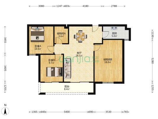 兴旺名苑 2室1厅0卫 108平方