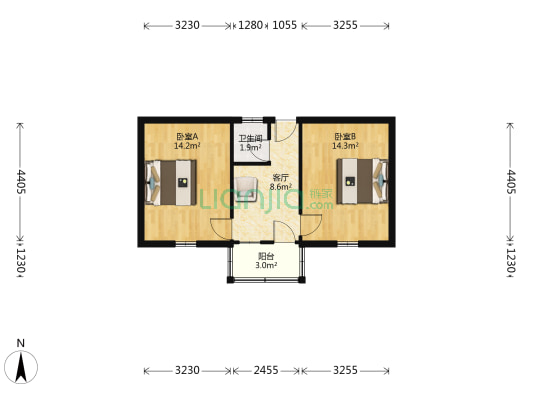 新工房东大楼 2室1厅1卫 54平方