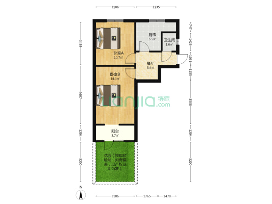 建筑一公司(南院) 2室1厅1卫 46平方