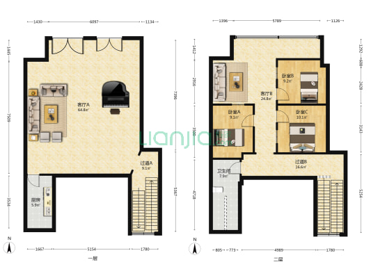 胜似闲庭 3室2厅1卫 200平方