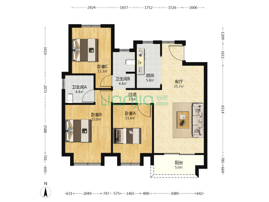 清和园·和府 3室1厅2卫 116平方