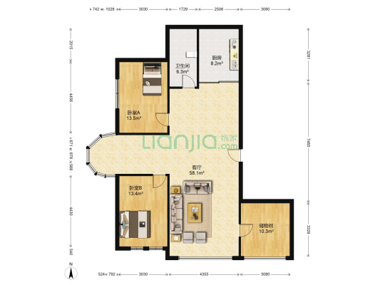 金山大厦 2室1厅1卫 156平方
